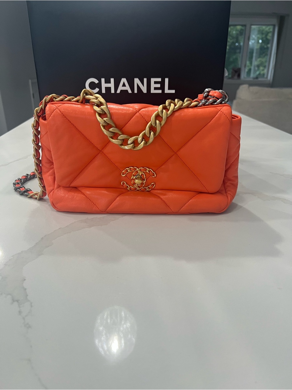 Chanel 19 orange medium bag